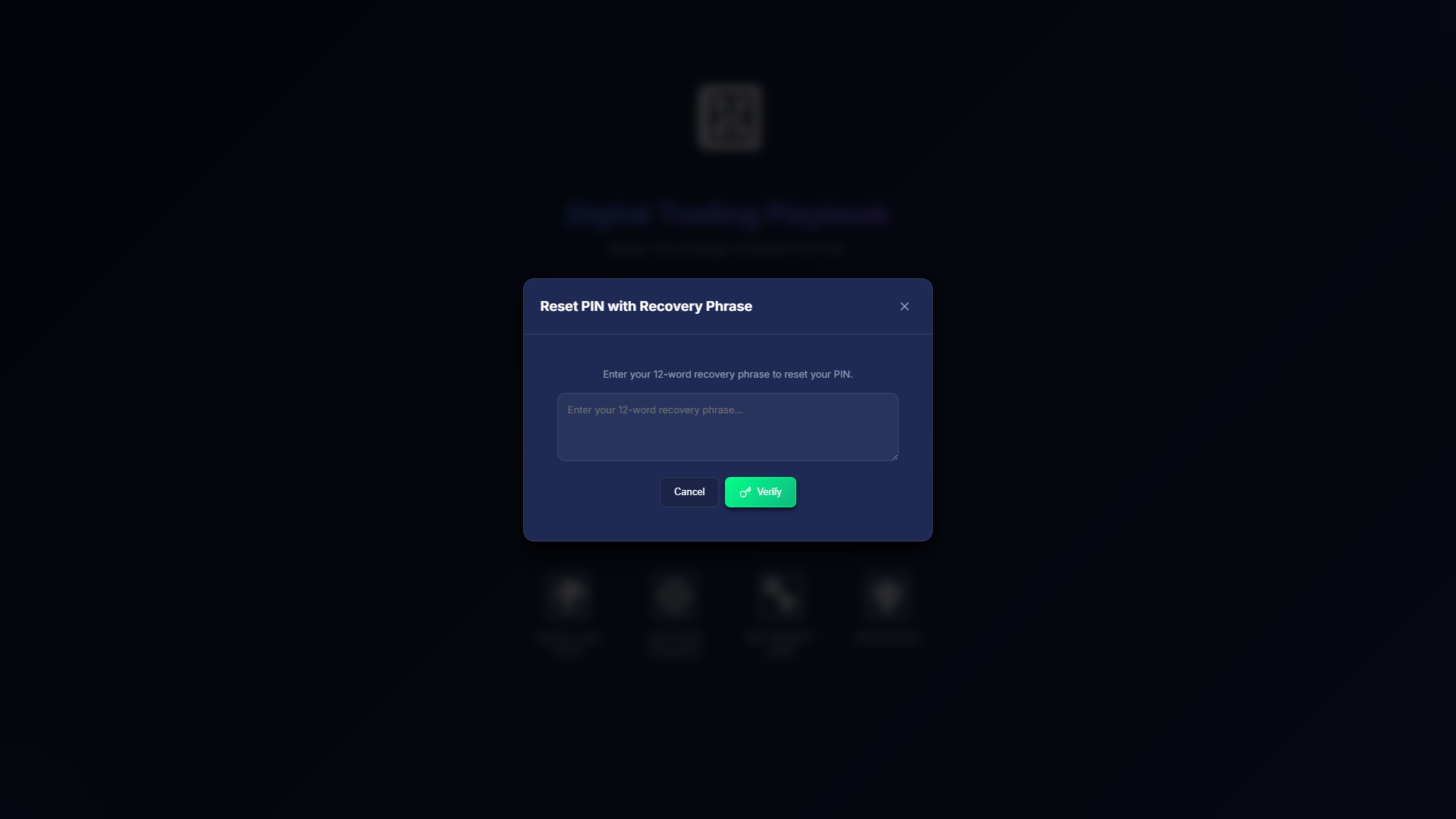 Recovery phrase — backup when PIN is lost